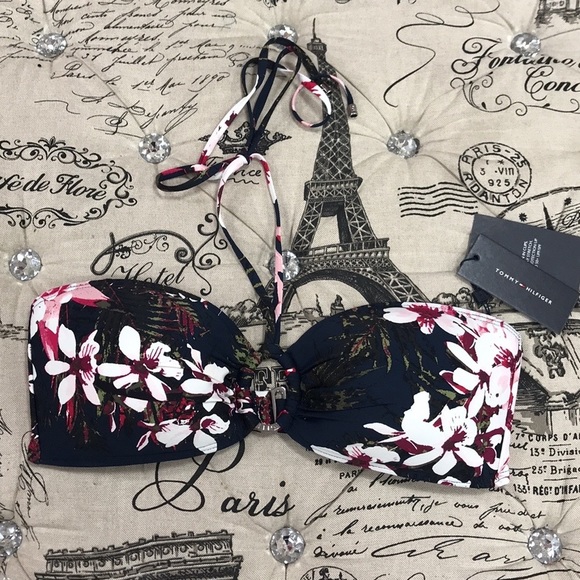 Tommy Hilfiger Tropical Orchid Bandeau Swim Top - Picture 3 of 6
